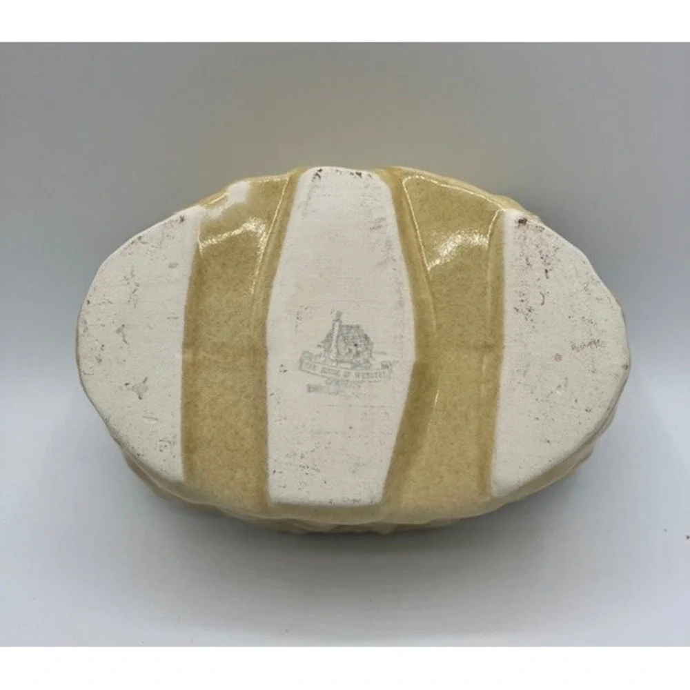 Vintage House of Webster Pottery Planter Basket Weave Design  Yellowish Beige‎
